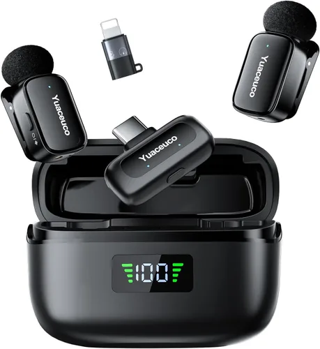 Vista 11 de Mini micrófono Lavalier inalámbrico para tabletas iPhone Android, micrófono de solapa con reducción de ruido, funda de carga de 30 horas, cambiador
