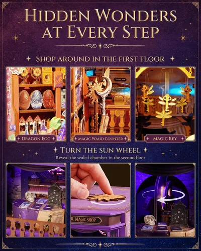 Vista 3 de Rolife Book Nook DIY Kit miniatura Whisper Magic Shop Rompecabezas