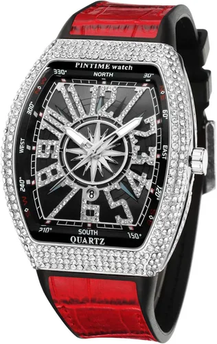 Vista 15 de Gosasa Reloj de Moda Hip Hop para Hombre, con Detalles de Cristal, Reloj Bling Bling, Caja Rectangular, Correa de Pulsera de Acero Inoxidable, Reloj