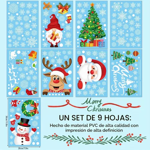 Vista 7 de Adhesivos Navideños para Ventanas 245 Piezas Calcomanías Navideñas Reutilizables de Doble Cara Impresas Autoadhesivas Decoraciones para Ventanas
