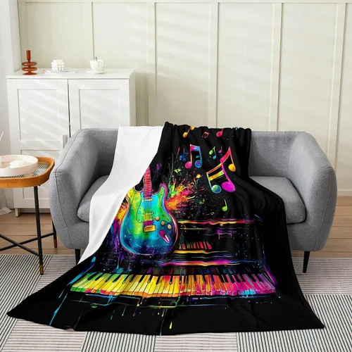 Vista 12 de Castle Fairy Manta de forro polar con botas de vaquero, manta de guitarra musical bohemia para niños y niños, manta de vaquera rústica occidental