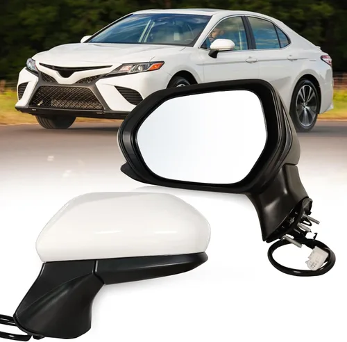 Vista 10 de Espejo lateral izquierdo del conductor Compatible con Toyota Camry 2018-2024 con vidrio eléctrico sin calefacción sin señales de giro sin punto Negro