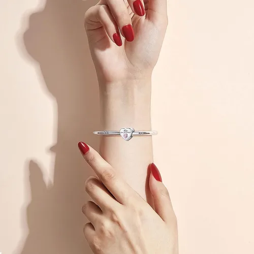 Vista 3 de KunBead Dijes de cuentas de corazón para mamá, dije rosa para el día de la madre, regalo de hija e hijo, Metal, vidrio