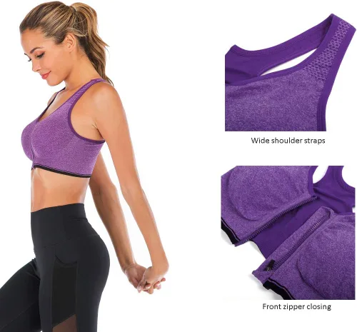 Vista 2 de YEYELE Medium Support and Removable Pad Tank Top Racerback Post Surgery Sports Bras for Women