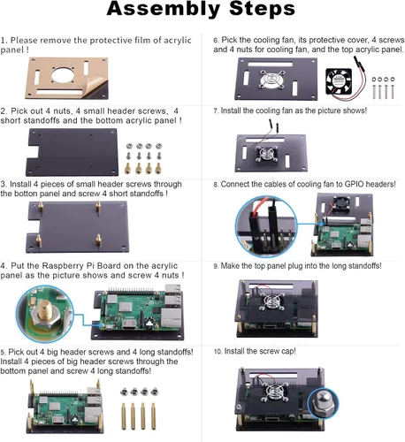 Vista 2 de GeeekPi Funda acrílica para Raspberry Pi 4 Modelo B y Raspberry Pi 3 Modelo B+, Pi con ventilador de refrigeración y 7 disipadores térmicos