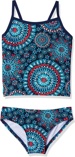 Vista 42 de Kanu Surf Niñas Melanie Beach Sport - Traje de baño tipo tankini de 2 piezas con UPF 50+ Alania Floral Aqua