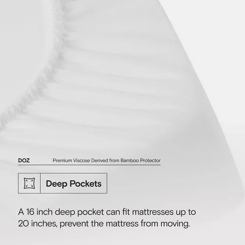 Vista 4 de DOZ - Protector de colchón, 100% viscosa derivada de bambú, funda de colchón de tela de aire 3D, 100% impermeable, ultrasuave, silenciosa, lavable a