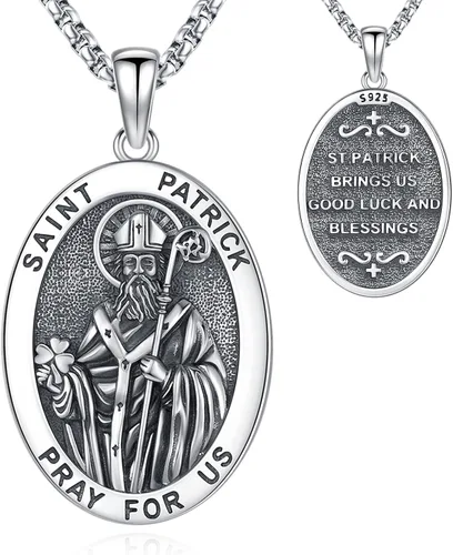 Vista 46 de Collar de San Patrono de Plata de Ley 925 St 01-Virgen María-Oro