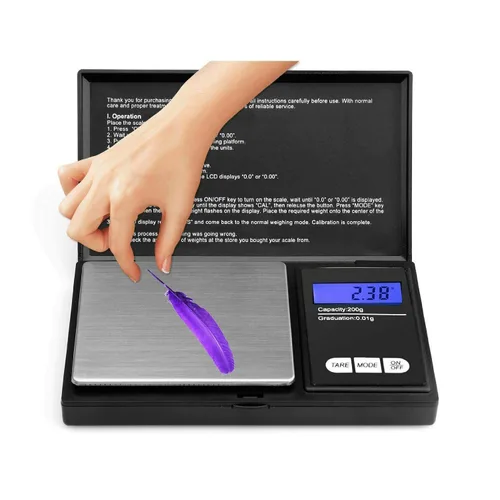 Vista 2 de Báscula digital de bolsillo LCD de 7.05 oz x 0.00 oz, báscula de peso de precisión de gramo de oro, báscula de alimentos, báscula de cocina