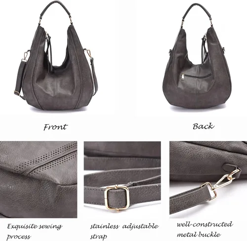 Vista 4 de Bolsos Hobo para mujer, bolsos grandes, bolsos de diseñador de piel sintética de gran tamaño, bolsos cruzados de hombro elegantes