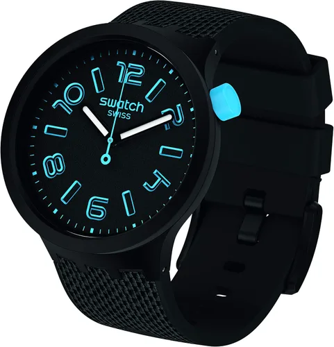 Vista 3 de Swatch Reloj de cuarzo profundo con esfera negra para hombre SO27B118