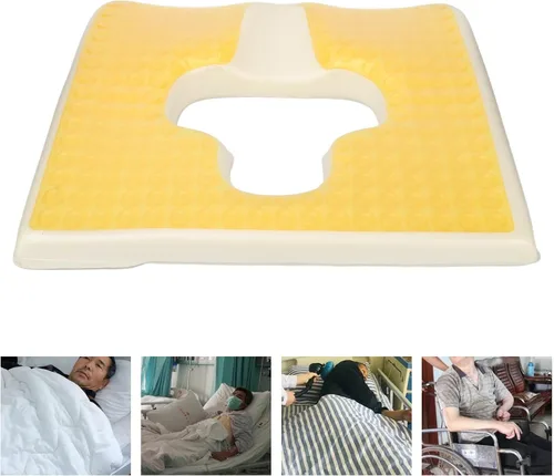 Vista 5 de Luqeeg Almohadilla para úlceras de decúbito en forma de T para ancianos, diseño de pendiente triangular, cojín de espuma viscoelástica de gel