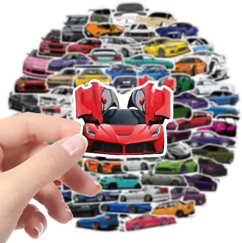 Vista 8 de DULEFUN 100 pegatinas de auto JDM, calcomanías de auto deportivo de carreras de vinilo impermeables para botellas de agua, guitarra, patineta, álbum