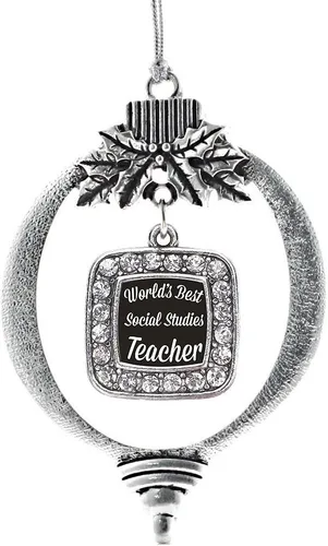 Vista 144 de Inspired Silver - Bon Voyage Cruise Ship Charm Ornamento – Adornos navideños cuadrados de plata con joyas de circonita cúbica
