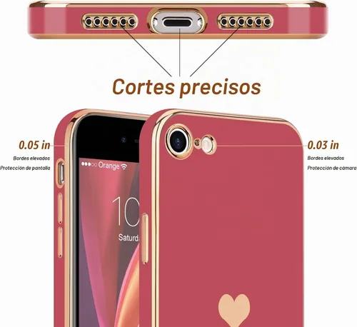 Vista 3 de Teageo Funda para iPhone SE 2020/2022, funda para iPhone 7/8, rubor Bright Blush