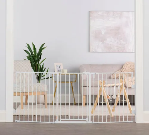 Vista 6 de Regalo Puerta de bebé configurable súper ancha de 76 pulgadas, incluye 4 paquetes de soportes de pared y accesorios