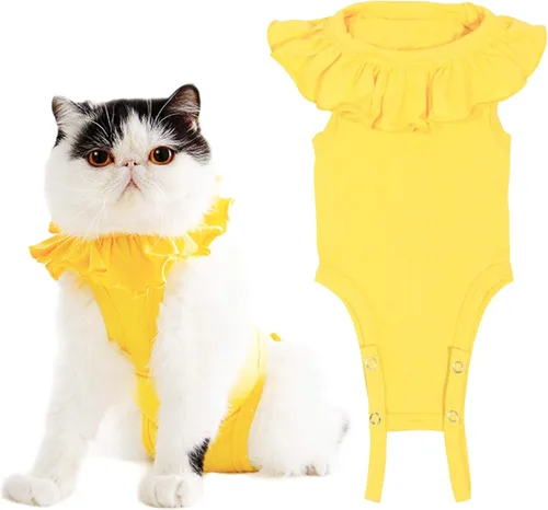 Vista 12 de Traje de recuperación para gatos para heridas abdominales y enfermedades de la piel, camisa quirúrgica transpirable para después de la cirugía