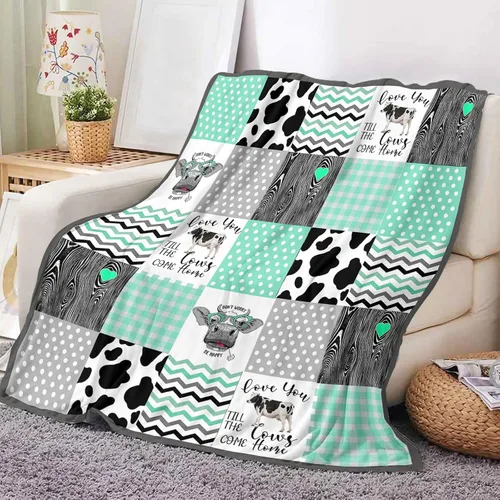 Vista 2 de YunTu Manta de vaca con estampado de vaca de animales de granja para niñas y mujeres, ropa de cama de decoración de vaca, regalos para Navidad, San