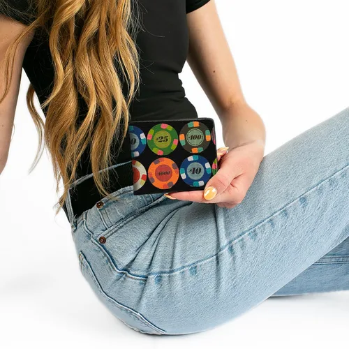 Vista 7 de Buckle-Down Billetera plegable de PU para hombre, fichas de póquer 1, multicolor, 4.0" x 3.5", Varios