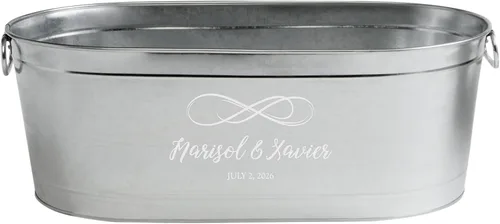 Vista 12 de Let's Make Memories Bañera de bebidas personalizada con soporte, para bodas, recién casados, tina de metal galvanizado, enfriador de bebidas, 5.5