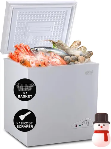 Vista 9 de KRIB BLING - Congelador de cofre de 3.5 pies cúbicos con control de temperatura de 7 velocidades (-4°F a 6.8°F), congelador compacto profundo