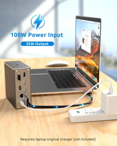 Vista 7 de Estación de acoplamiento, QIYO 16 en 2 USB C Docking Station Dual Monitor para MacBook Pro Air (no para M1), Dual 4K HDMI, VGA, 6 USB, RJ45 y lector
