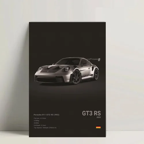Vista 5 de Póster de Supercar 911 GT3RS Póster de Carreras Pintura de Pared Vintage Arte de Pared en Lienzo Pintura en Lienzo Pósteres Regalo de Cumpleaños