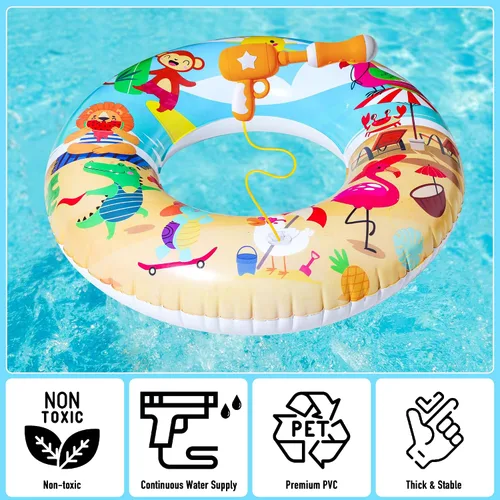 Vista 5 de Parentswell Juego de fiesta en la piscina – Anillos inflables de natación para piscina, tubos de piscina con pistolas de agua y pelota de playa