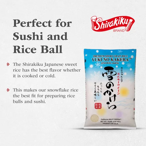 Vista 4 de Shirakiku Yuki No Kakera - Arroz seco de grano corto Arroz de sushi con copos de nieve dulce suave y esponjoso California Milky Queen - 15