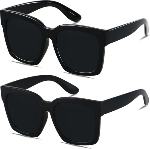 Vista 5 de ANDWOOD Lentes de sol de gran tamaño para mujer, marco ancho cuadrado, retro, moderno, protección UV