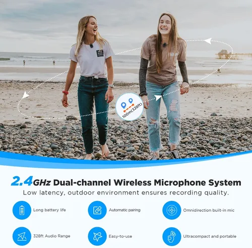 Vista 4 de Saramonic Blink500 Prox - Micrófono inalámbrico Lavalier para iPhone, rango de 164 pies, micrófono inalámbrico para iPhone