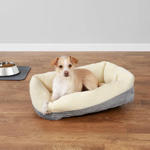Vista 5 de Amazon Basics Cama para mascotas autocalentable lavable a máquina de 24 pulgadas para gatos o perros, rectangular, gris, 24 pulgadas de largo x 20