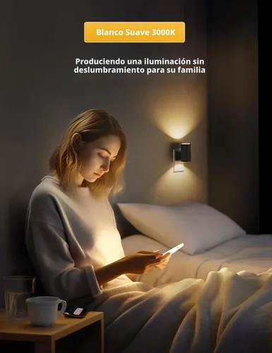Vista 6 de L LOHAS LED Luz nocturna enchufable, luces nocturnas modernas enchufables a la pared, sensor de atardecer a amanecer, blanco suave 3000K, brillo