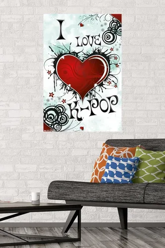 Vista 2 de Trends International Póster de pared I Love K-POP, 22.375 x 34 pulgadas, versión sin marco