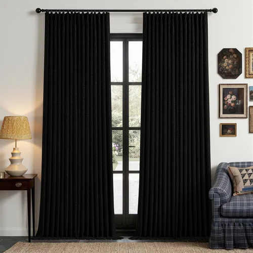 Vista 25 de Cortinas opacas de lino plisado natural de 96 pulgadas de largo