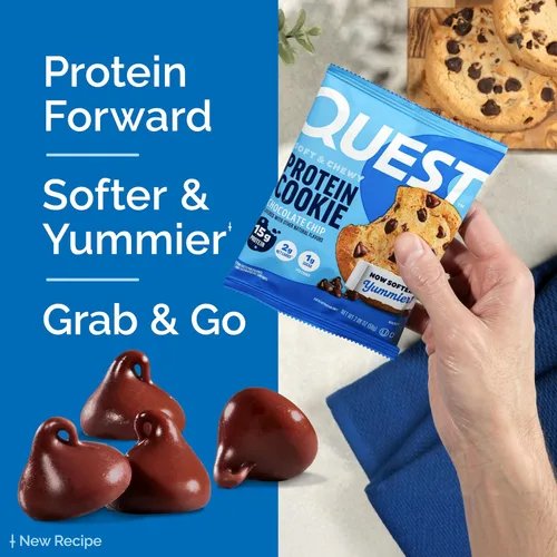 Vista 5 de Quest Nutrition Galleta de proteínas con chispas de chocolate, 15g de proteína, 1g de azúcar, 2g de carbohidratos netos, apta para ceto, alta