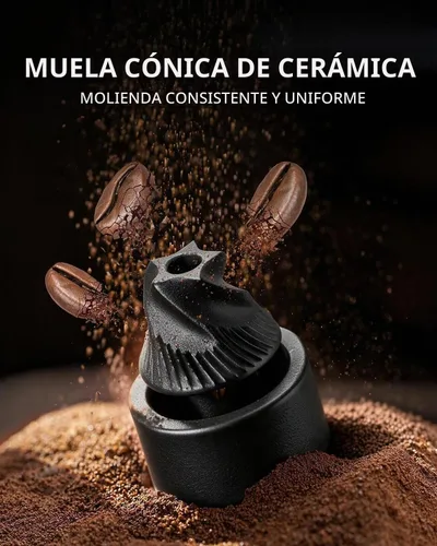 Vista 4 de CIRCLE JOY Molinillo de café manual con 40 ajustes externos ajustables, molinillo de granos de café de cerámica cónico de cerámica, molinillo