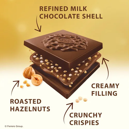 Vista 3 de Ferrero Rocher - Cuadrados de chocolate con leche y avellanas, 22.2 onzas