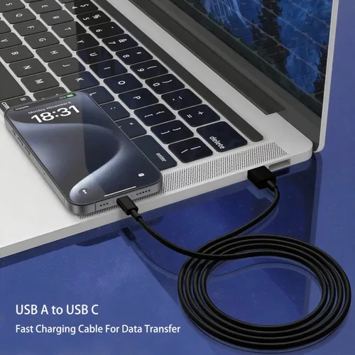 Vista 4 de Cargador de teléfono portátil USB A a C, cable de carga rápida compatible con iPhone 17 Pro Max 15 Plus 17 Air/iPad Pro 13 Air/Samsung Galaxy S25