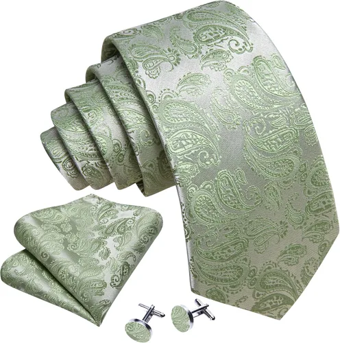 Vista 55 de Barry.Wang - Juego de corbata de seda para hombre, diseño de cachemira, pañuelo y gemelos de bolsillo