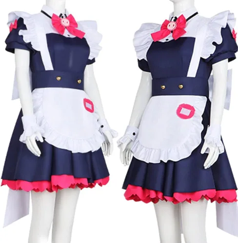 Vista 2 de AIUKAKP Akiba Maid War - Disfraz de sirvienta Wahira Nagomi, disfraz de sirvienta de hombre Ranko, vestido de sirvienta rosa, uniforme de Halloween