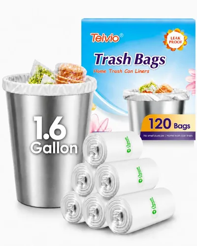 Vista 37 de Teivio, bolsas de basura medianas de 5 galones, 80 unidades, bolsas de basura para baño, bolsas de plástico para el hogar, oficina, cocina