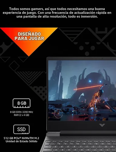 Vista 4 de Laptop Gaming HP Victus 15, NVIDIA GeForce RTX 3050, Intel Core i5-12500H de 12ª generación, 8 GB de RAM, SSD de 512 GB, pantalla Full HD, Windows