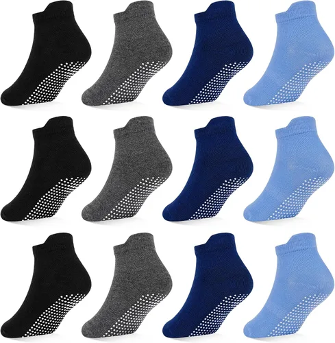 Vista 15 de SkiBeaut 12 pares de calcetines antideslizantes para niños y niñas con agarres, calcetines antideslizantes para niños pequeños de 1 a 7 años