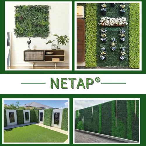 Vista 6 de NETAP Paneles de Pared de Césped Artificial Telón de Fondo, 10" x 10" (12 Piezas) Paneles de Boj Falso para Decoración de Pared Verde Exterior e