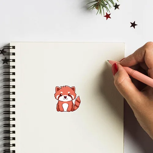 Vista 3 de Calcomanías de panda rojo de 1 pulgada para álbumes de recortes, artes, manualidades, manualidades para niños, calendarios, diarios, paquete de 80