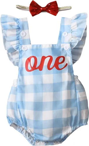 Vista 48 de Shalofer Traje de primer cumpleaños para bebé niña con diadema