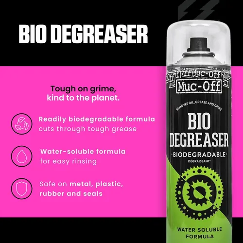 Vista 9 de Muc-Off Bio Degreaser, 500 Mililitros - Aerosol Soluble en Agua, Biodegradable para Limpieza Profunda de Partes Grasientas de Bicicletas