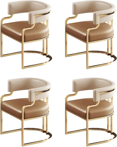 Vista 17 de Sillas de comedor de cocina para interiores, silla lateral tapizada para el hogar, silla con brazo de respaldo bajo, silla de comedor con piel