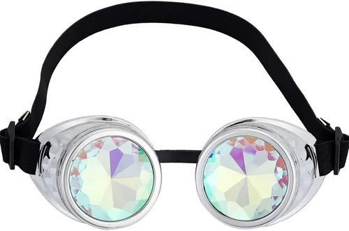 Vista 29 de Gafas caleidoscopio para raves trippy psicodélico steampunk con lentes de cristal de difracción de prisma arcoíris